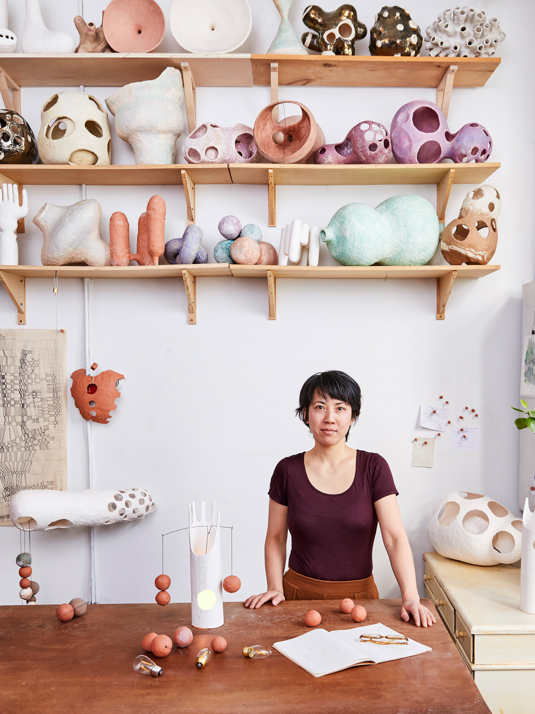 Portrait of Yuko Nishikawa in her studio in Brooklyn, NY