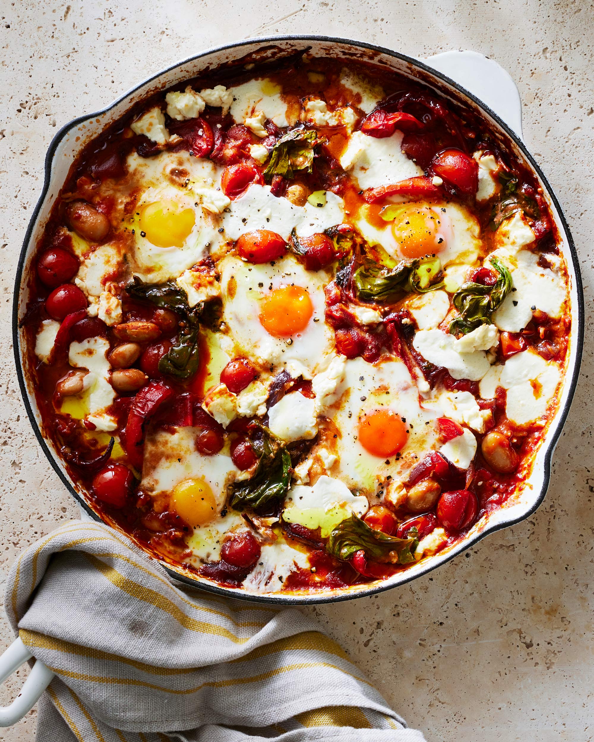 Cheesy Butterbean Shakshuka by editorial photographer Nico Schinco